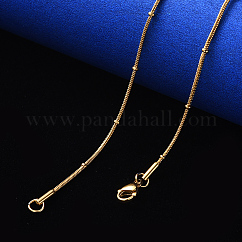 Collar de cadena de serpiente redonda de acero inoxidable 304 con revestimiento al vacío de PVD, con cuentas de rondelle y broche de langosta, real 18k chapado en oro, 19.68 pulgada (50 cm) x1.2 mm