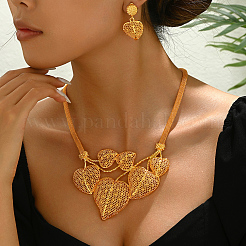 Комплекты серег и ожерелий из винтажного сплава с полыми листьями для женщин&nbsp;WC5565