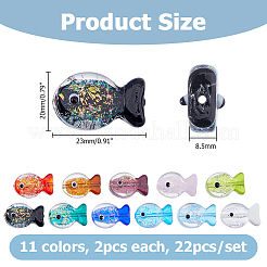 22 Stück 11 Farben handgefertigte Folien-Bunte Malerei-Fischperlen&nbsp;FOIL-HS0001-01