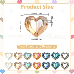 70шт 7 цвета гальванические прозрачные стеклянные бусины&nbsp;EGLA-YW0005-71