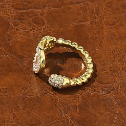Anelli di polsino in zircone chiaro con micro pavè di ottone&nbsp;RJEW-U037-01G