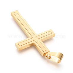304ステンレスペンダント  クロス  ゴールドカラー  45x26.5x2.5mm  穴：4.5x9mm&nbsp;STAS-E478-02G