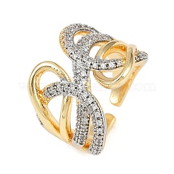 Латунные микропаве кубические цирконии регулируемые открытые манжеты кольца RJEW-C140-17G