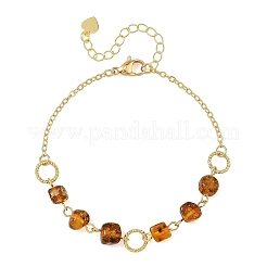 Armbänder aus Messing und natürlichen Bernsteinnuggets&nbsp;BJEW-JB14333