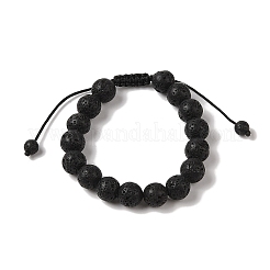 10 mm runde geflochtene Perlenarmbänder aus natürlichem Lavastein&nbsp;BJEW-C067-01C-09