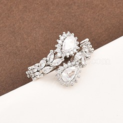 Манжеты из латуни с микро паве кубический цирконий для женщин RJEW-Z113-48P