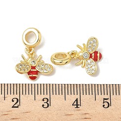 Латунные подвески-шармы в виде пчелы из прозрачного кубического циркония KK-K293-73G