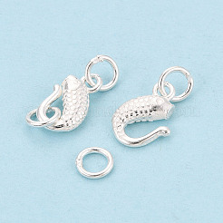 Текстурированные застежки-крючки из стерлингового серебра в форме буквы S&nbsp;STER-T009-10S