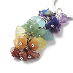 Chakra-Thema natürlicher Edelstein-Chip-Perlen-Schlüsselanhänger&nbsp;KEYC-JKC00416-02