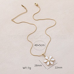 Женские ожерелья с подвеской в виде цветка вишни из нержавеющей стали 304 с эмалью и имитацией жемчуга&nbsp;RN9489