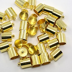 真鍮製コードエンドパーツ  エンドキャップ  ゴールドカラー  16x14mm  穴：1mm  内径：13.5mm&nbsp;KK-D219-16x14-G