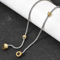 Zweifarbige Lariat-Halsketten aus 316L-Chirurgenstahl mit Mikropavé-Fassung aus klaren Zirkonia&nbsp;NJEW-D297-01GP
