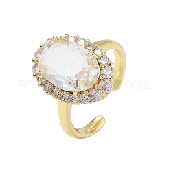 Offene Manschettenringe aus Messing mit Mikropavé und Zirkonia für Damen&nbsp;RJEW-L343-17G-07