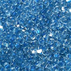 ガラスシードビーズ  ピーナッツ  ライトスカイブルー  3.5~4x2~2.5x2~2.3mm  穴：0.8mm  約8000個/ポンド&nbsp;SEED-K009-08B-01