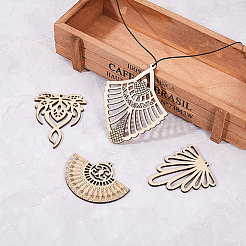 Gros pendentifs en bois non teint&nbsp;WOOD-SC0001-06