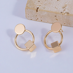 Простые модные латунные серьги-гвоздики&nbsp;HU4522