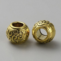 合金ヨーロピアンビーズ  大穴ビーズ  ロンデル  アンティーク黄金  9~10x8mm  穴：5mm&nbsp;FIND-WH0139-308E-AG