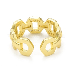 Кольцо-манжета с открытым восьмигранным кольцом из прозрачного кубического циркония&nbsp;RJEW-C047-01G