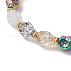 Браслеты из стеклянных черепов на Хэллоуин для женщин&nbsp;BJEW-JB12579