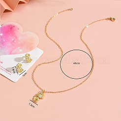 Messing Pave Zirkonia Ohrstecker & Anhänger Halsketten Sets für Frauen golden&nbsp;LS-GL8685-3