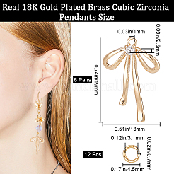 6 пара латунных подвесок с микропаве из прозрачных кубических цирконий KK-CN0002-97