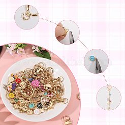 1袋のDIYキーホルダーキット  合金エナメルペンダント、スイベルクラスプ、カーブチェーン、オーバルリンクチェーン、ジャンプリング、プライヤー  ゴールドカラー  ミックスカラー  12~35x5~25x1~3mm  穴：1~3mm&nbsp;DIY-GL0007-19A