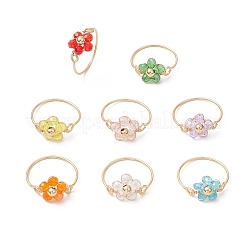 8 шт. прозрачные гальванические стеклянные кольца для женщин RJEW-JR00922