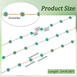 2м цепочка из стеклянных бусин в виде цветка&nbsp;CHS-SP0001-02B