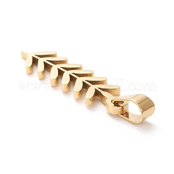 304ステンレスペンダント  レーザー切断  葉  ゴールドカラー  25.5x7x1.2mm  穴：5x3mm&nbsp;X-STAS-J026-09G