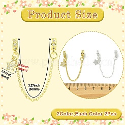 4 шт. 2-цветные латунные прозрачные кубические циркониевые цепочки безопасности с подвесками&nbsp;KK-CJ0003-86