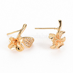 Серьги из латуни с микропейвом и прозрачным фианитом KK-S356-257-NF