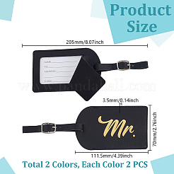 4 шт. 2-х цветная бирка для багажа из искусственной кожи AJEW-GA0008-53