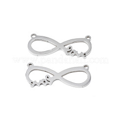 変色しない201ステンレススチールコネクタチャーム  無限大  ステンレス鋼色  25x10x1mm  穴：1.2mm&nbsp;STAS-N095-098