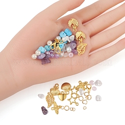 Набор для изготовления украшений из смешанных каменных крошек и стеклянных бусин своими руками DIY-FS0002-34