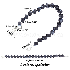 2 Stück Taschengurt aus quadratischen Acrylperlen in zwei Farben&nbsp;FIND-CA0002-39