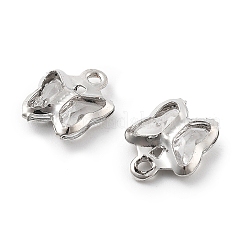 ガラスチャーム  蝶  真鍮パーツ  長持ちメッキ  プラチナ  透明  8.5x7x2mm  穴：1mm&nbsp;KK-R216-19P-08