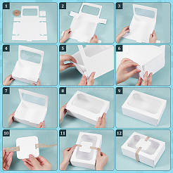 12 прямоугольная складная коробка для торта из крафт-бумаги CON-WH0089-173B