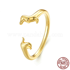 Anillos de puño ajustables de plata de ley con forma de perro salchicha para mujer&nbsp;FS-WGC2F42-01