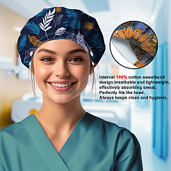 Gorros de trabajo ajustables de algodón con estampados y bouffant para mujeres y hombres&nbsp;AJEW-WH0677-002