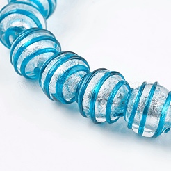 Ручная серебряная фольга стеклянные бусины Lampwork&nbsp;FOIL-G027-01B