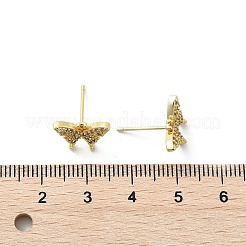 Latón micro pave aretes de circonita cúbica transparente&nbsp;EJEW-A128-01G