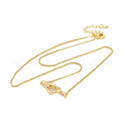 Colliers à pendentif en laiton plaqué avec nœud en forme de cœur&nbsp;NJEW-S423-02G