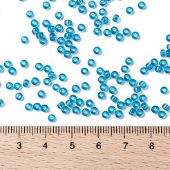 MIYUKIラウンドロカイユビーズ  日本製シードビーズ  （rr148d）透明なダークアクア  8/0  3mm  穴：1mm  約422~455PCS /ボトル  10 G /ボトル&nbsp;SEED-JP0009-RR0148D