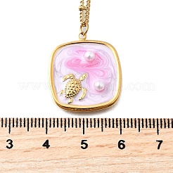 Sommerstrand 304 Edelstahl Lavendel Emaille Anhänger Halsketten für Frauen&nbsp;NJEW-U043-01A-G