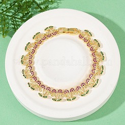 Браслеты из латуни с микропаве и фианитами для женщин BJEW-Z126-05G-02