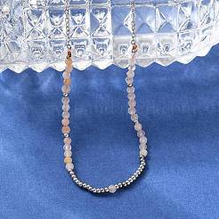 Ожерелья из граненых круглых бусин из натурального солнечного камня NJEW-A045-05P