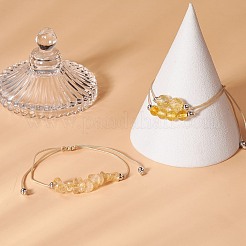 3 個 3 スタイルの天然シトリン編組ビーズ ブレスレット セット  女性用ナイロン糸調節可能なブレスレット  内径：3-3/8インチ（8.5cm）  1個/スタイル&nbsp;BJEW-JB09334-06