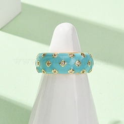 Anillos abiertos de latón con micro pavé de circonita cúbica&nbsp;CU-CBAB3AD-12G-02