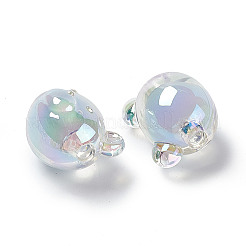 UVメッキレインボー虹色アクリルビーズ  ツートン  クマ  空色  16x18x16mm  穴：3.5mm&nbsp;X1-OACR-H015-11A