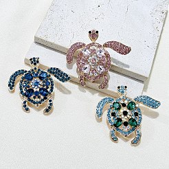 Schildkröte Legierung Strass Broschen für Rucksack Kleidung&nbsp;PW-WG63776-01-1
